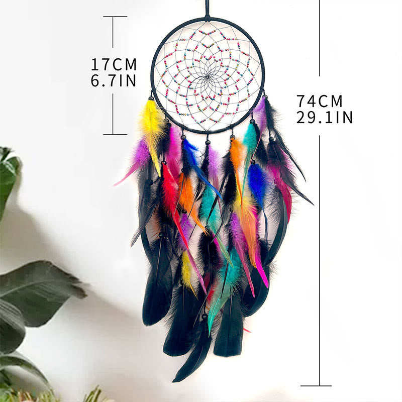 Olivenorma Late Night's Iridescent Feathers Handmade Circular Dream Cathcer - image 4