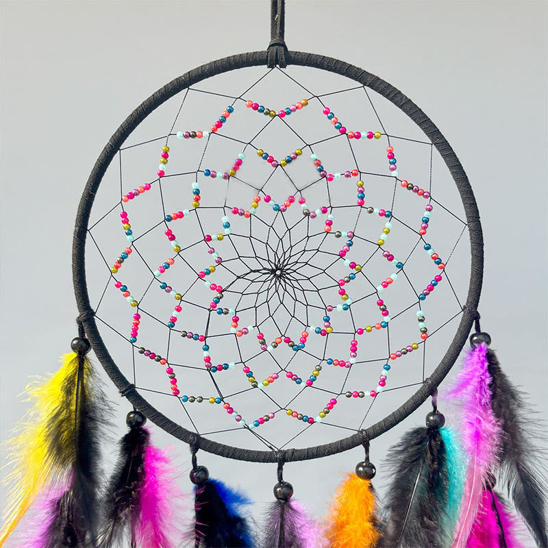 Olivenorma Late Night's Iridescent Feathers Handmade Circular Dream Cathcer - image 2
