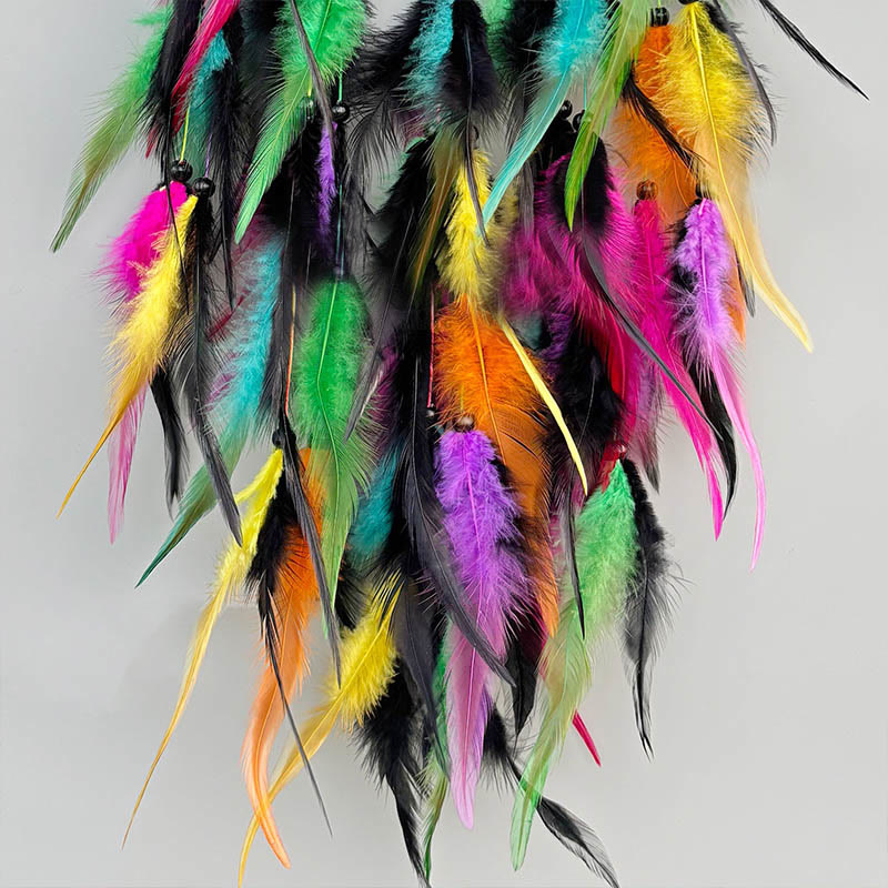 Olivenorma Starlit Night Splendor Rainbow Handmade Wall Hanging Feather Dream Catcher - image 3