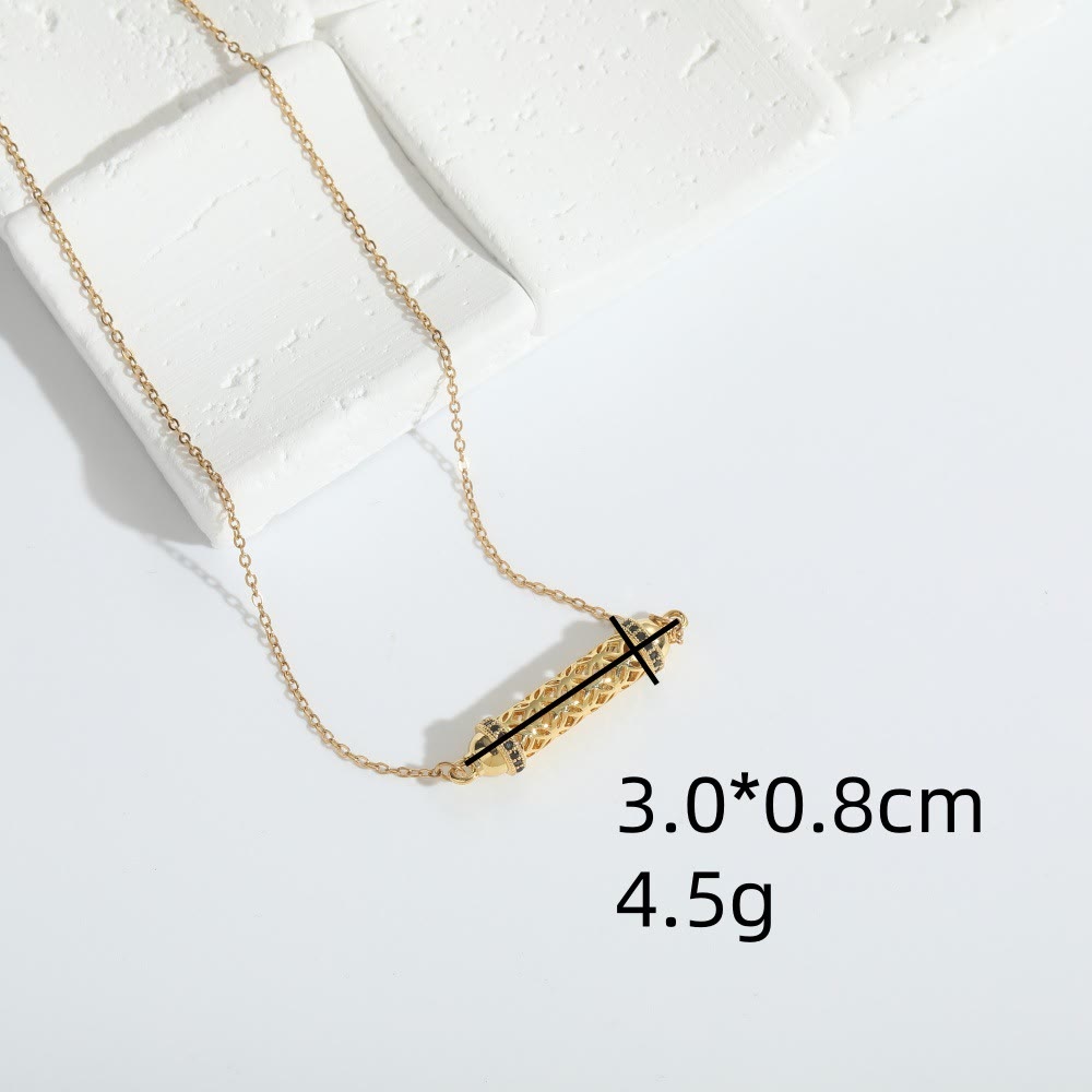 Olivenorma Vintage Hollow Tube Zirconia Choker Necklace - image 2