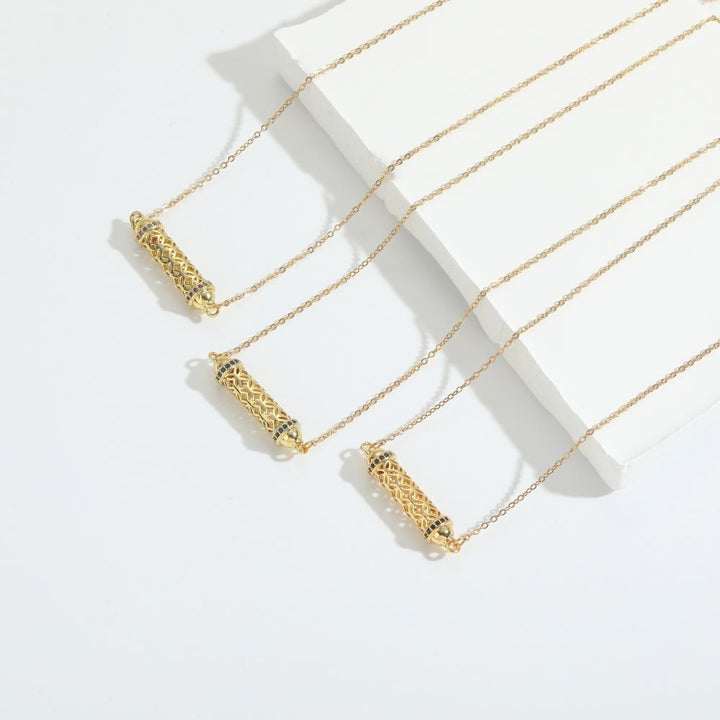 Olivenorma Vintage Hollow Tube Zirconia Choker Necklace - image 11