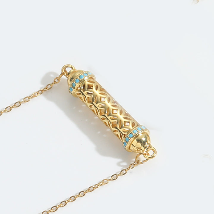 Olivenorma Vintage Hollow Tube Zirconia Choker Necklace - Blue - image 7