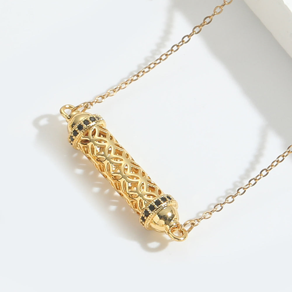 Olivenorma Vintage Hollow Tube Zirconia Choker Necklace - Black - image 1