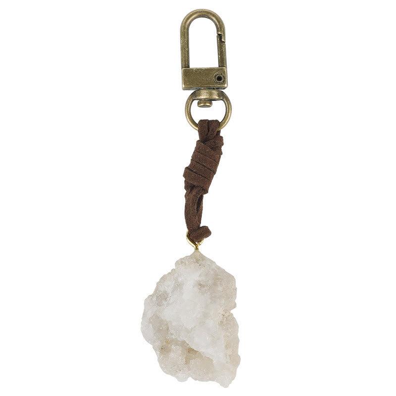 Olivenorma Natural Raw Crystal Gemstone Pendant Variety Keychain - White Agate - image 3