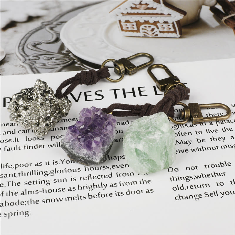 Olivenorma Natural Raw Crystal Gemstone Pendant Variety Keychain - image 19