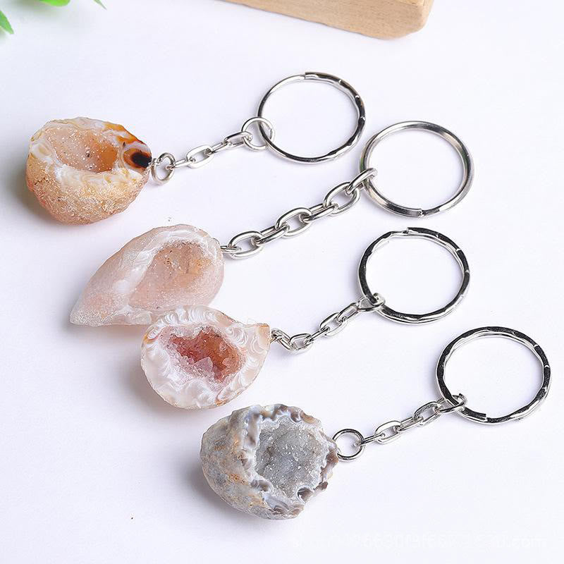 Olivenorma Natural - Shaped Agate Geode Keychain - image 1