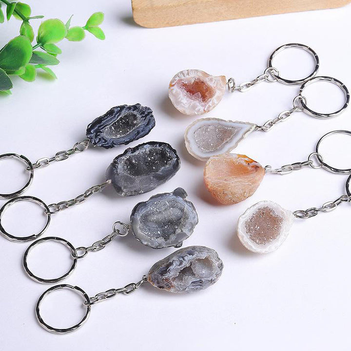 Olivenorma Natural - Shaped Agate Geode Keychain - image 9