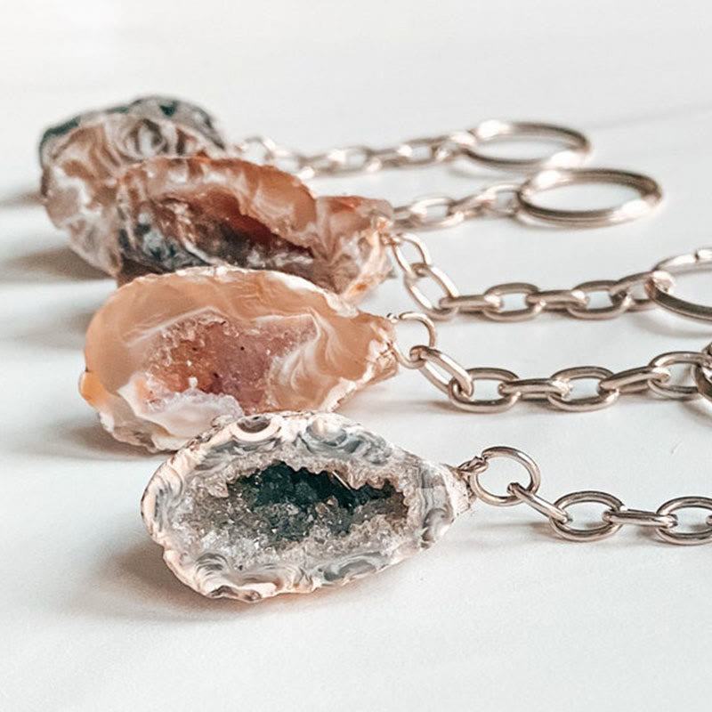 Olivenorma Natural - Shaped Agate Geode Keychain - image 10