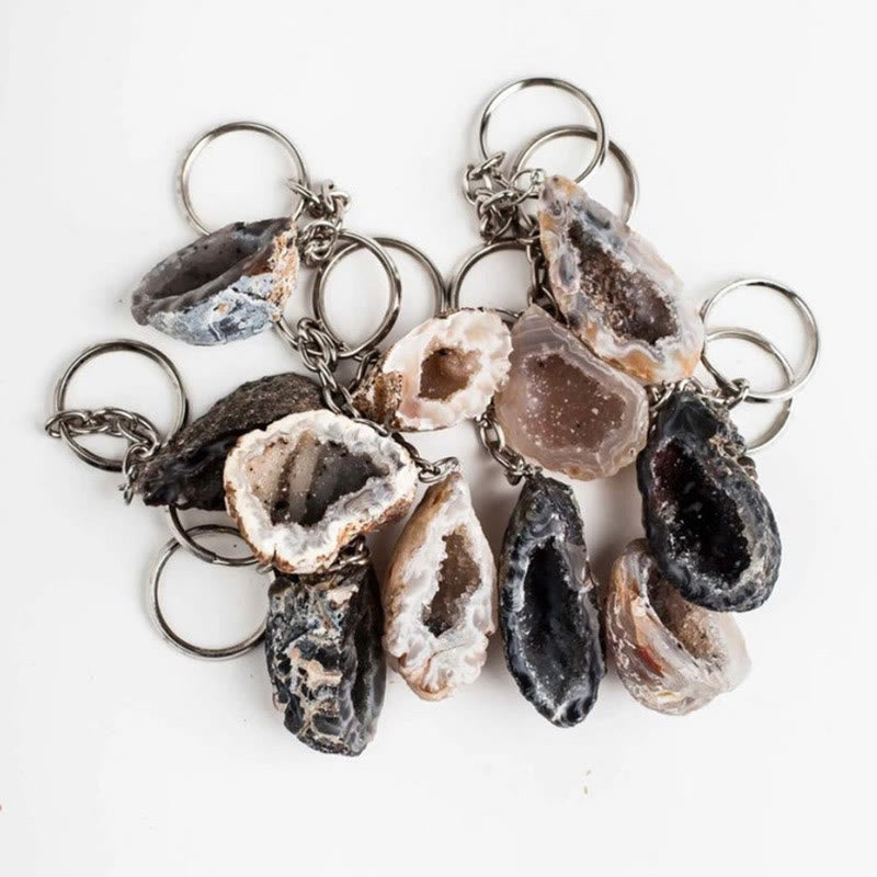Olivenorma Natural - Shaped Agate Geode Keychain - image 11
