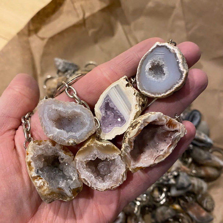 Olivenorma Natural - Shaped Agate Geode Keychain - image 8
