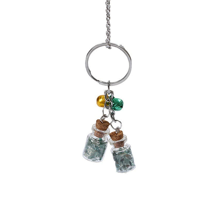 Olivenorma Natural Crystal Chips in Mini Glass Bottle Keychain with Bells - image 8