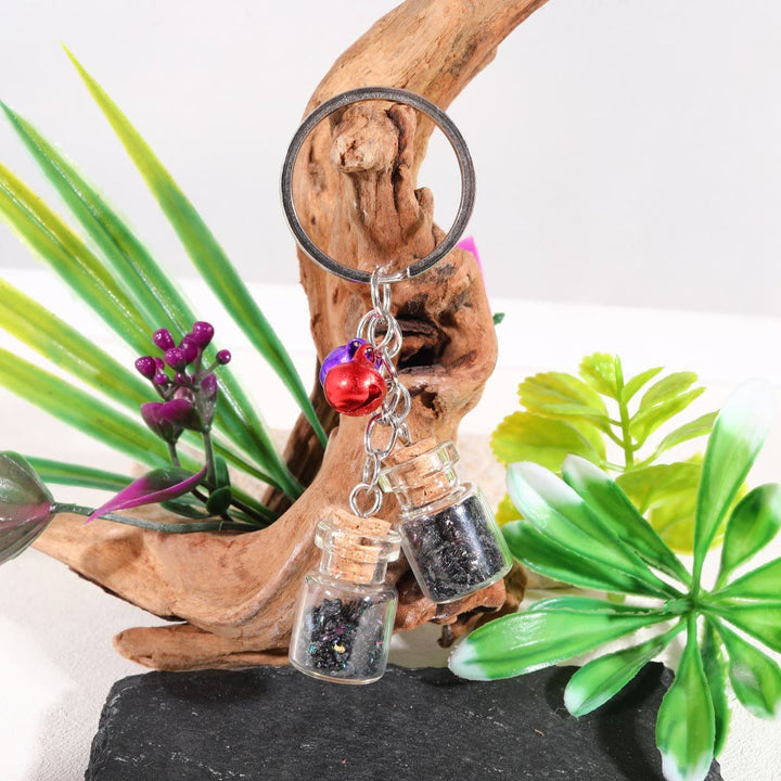 Olivenorma Natural Crystal Chips in Mini Glass Bottle Keychain with Bells - Mixed Stone - image 16