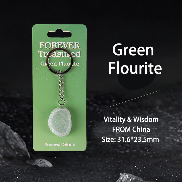 Olivenorma Natural Gemstone Keychains - Renewal & Love & Peace Themed - Green Fluorite - image 2