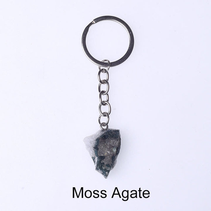 Olivenorma Unique Raw Crystal Raw Gemstone Keychain - Moss Agate - image 14
