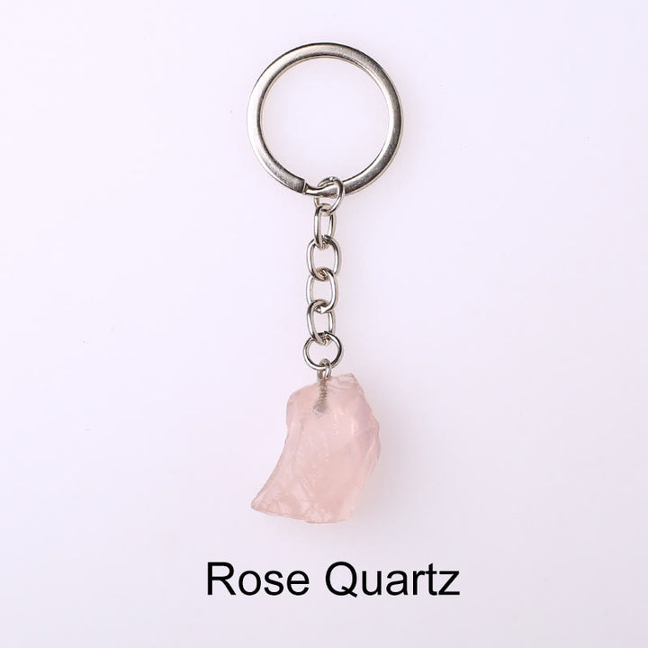 Olivenorma Unique Raw Crystal Raw Gemstone Keychain - Pink Quartz - image 6