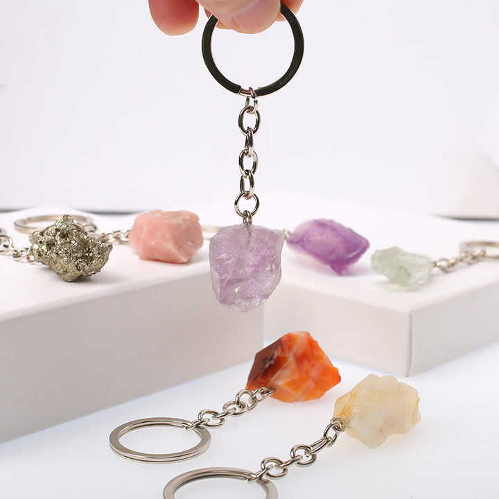 Olivenorma Unique Raw Crystal Raw Gemstone Keychain - Clear Quartz-1 - image 0