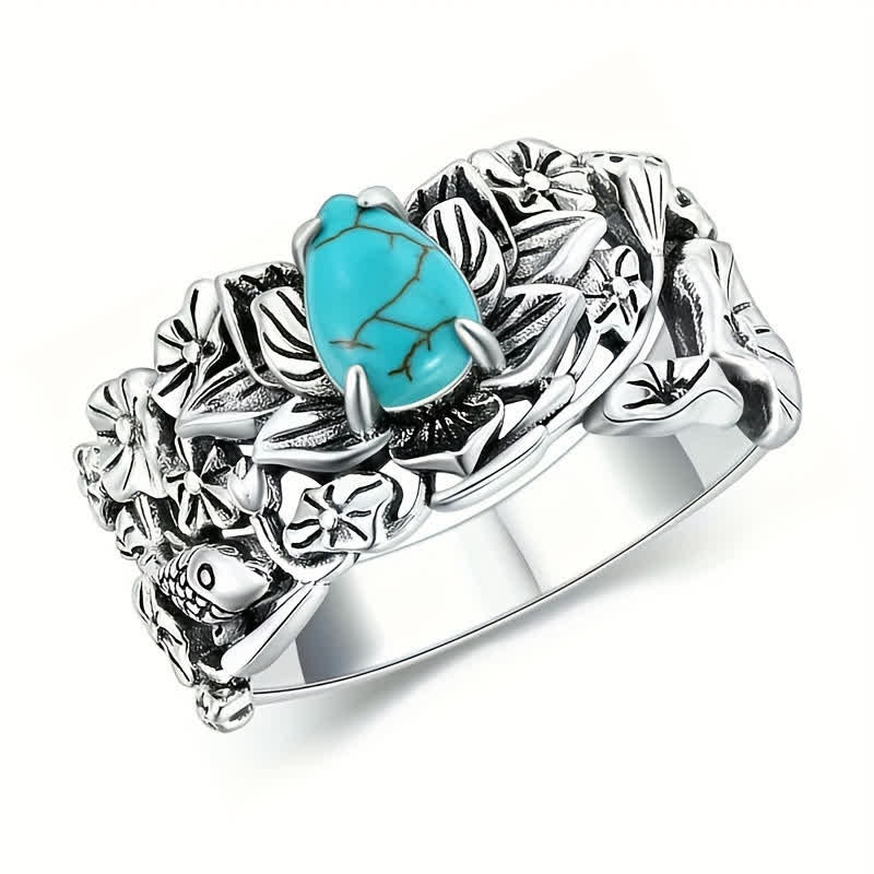 FREE Today: Waterdrop Turquoise Lotust Flower Ring - US 10 - image 0