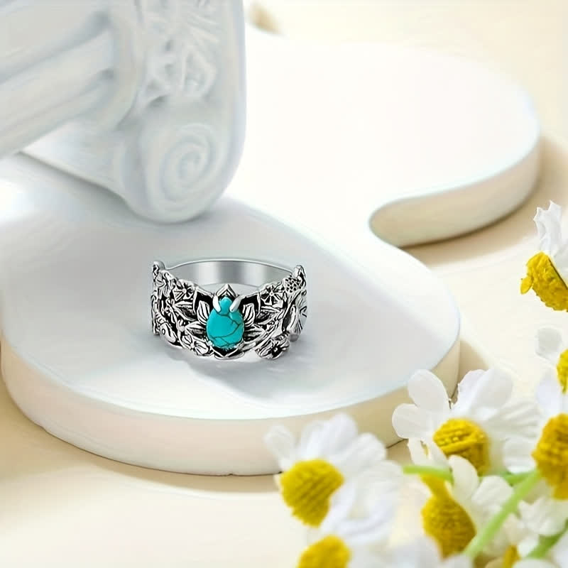 FREE Today: Waterdrop Turquoise Lotust Flower Ring - image 1