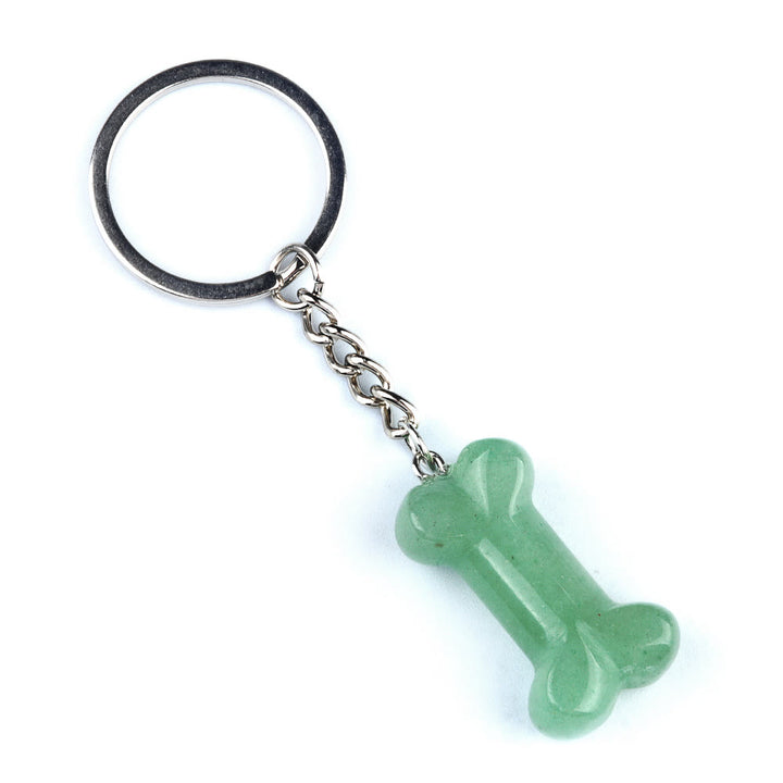 Olivenorma Vibrant Color Natural Crystal Bone Shaped Keychain - Green Aventurine - image 11