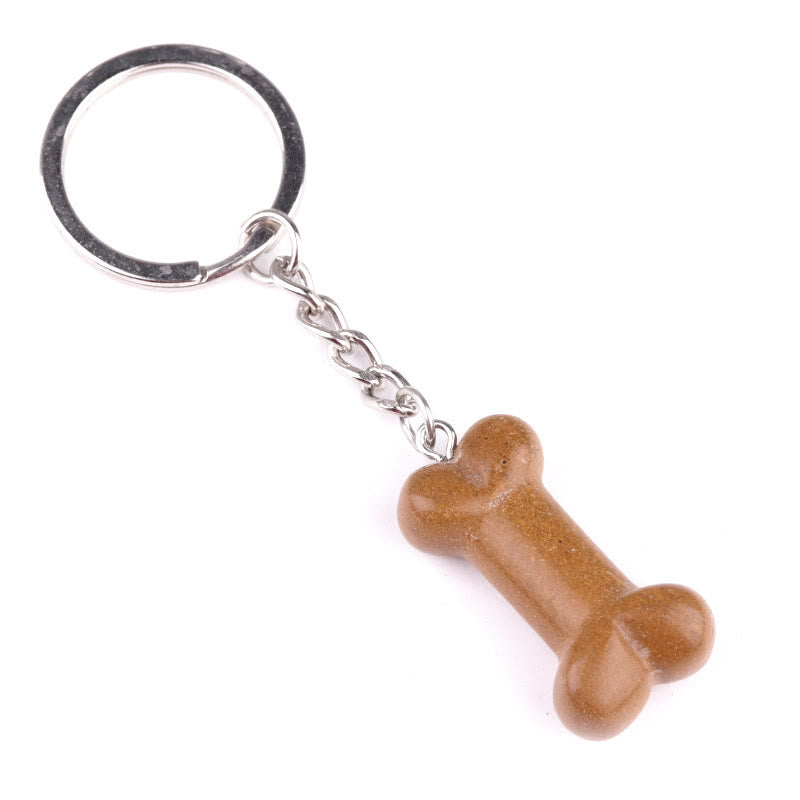 Olivenorma Vibrant Color Natural Crystal Bone Shaped Keychain - Yellow Jasper - image 5