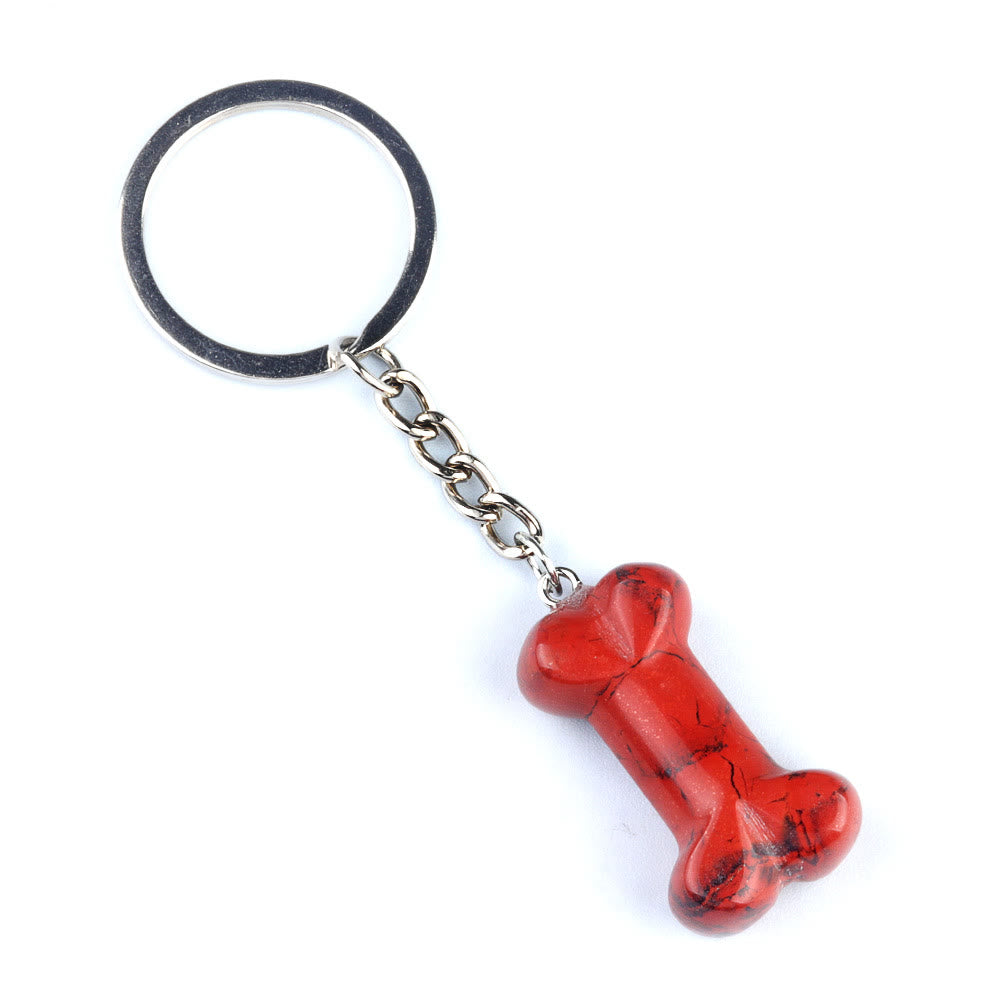 Olivenorma Vibrant Color Natural Crystal Bone Shaped Keychain - Red Jasper - image 15