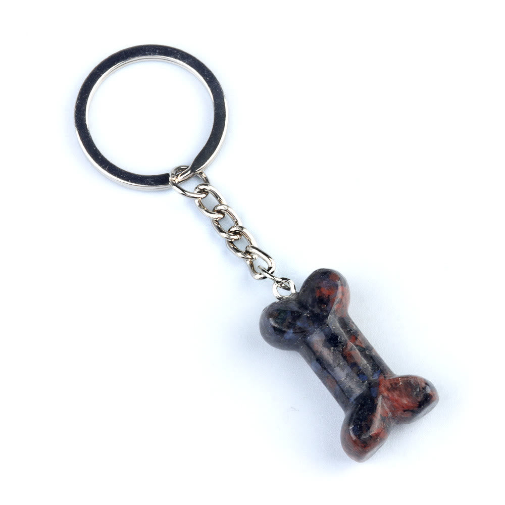 Olivenorma Vibrant Color Natural Crystal Bone Shaped Keychain - Sesame Stone - image 23
