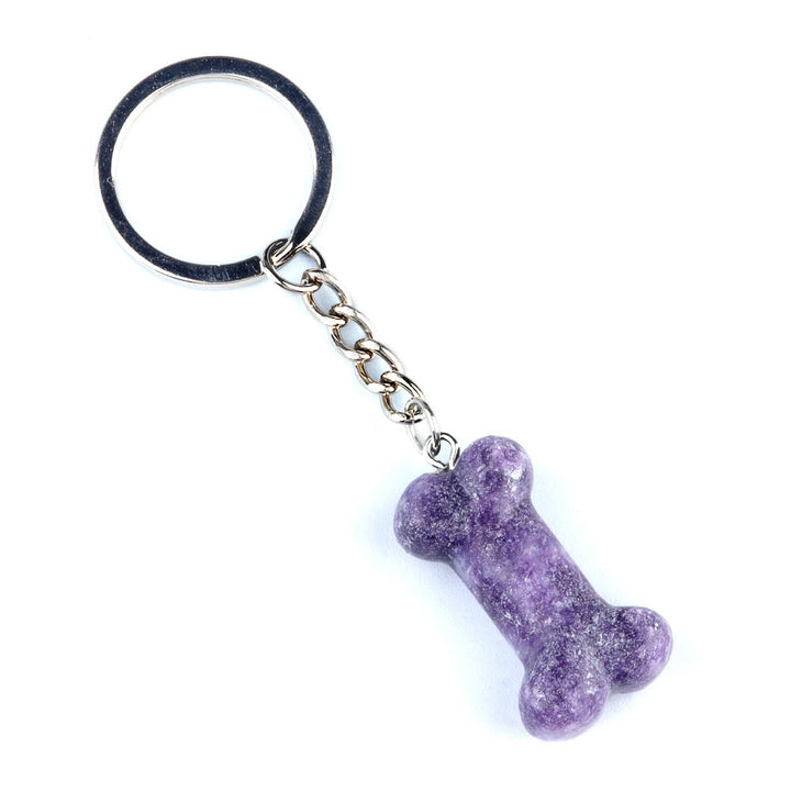 Olivenorma Vibrant Color Natural Crystal Bone Shaped Keychain - Lepidolite - image 41