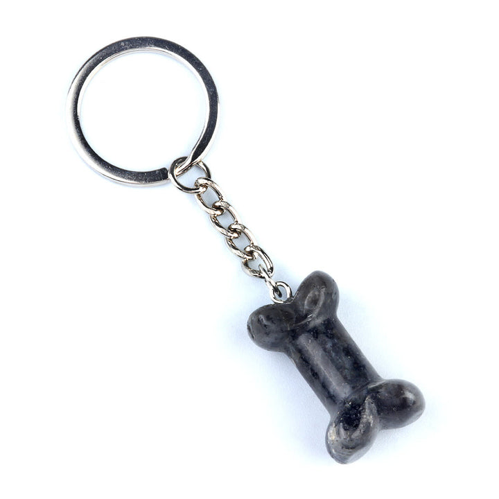 Olivenorma Vibrant Color Natural Crystal Bone Shaped Keychain - Black Glitter - image 24