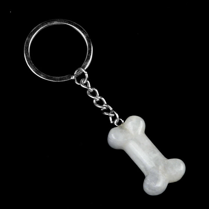 Olivenorma Vibrant Color Natural Crystal Bone Shaped Keychain - Clear Quartz - image 36