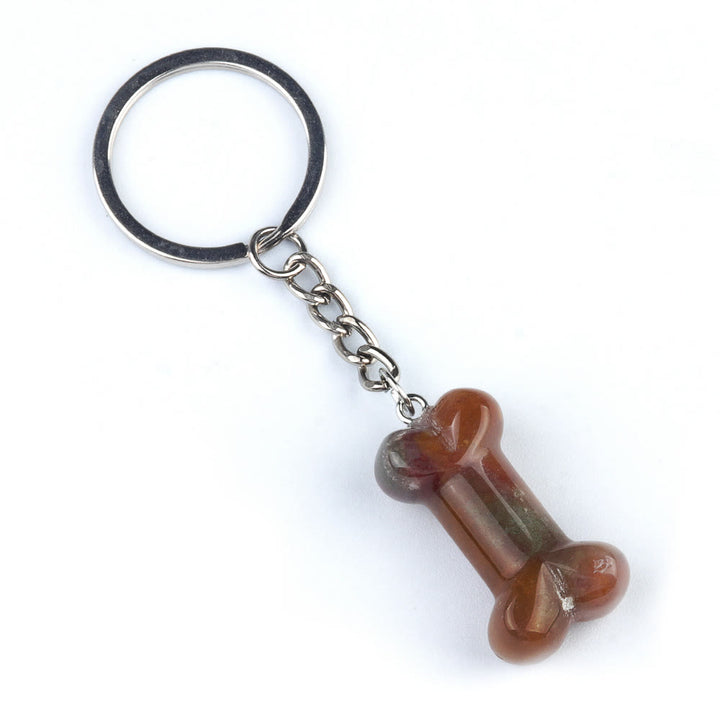 Olivenorma Vibrant Color Natural Crystal Bone Shaped Keychain - India Agate - image 8