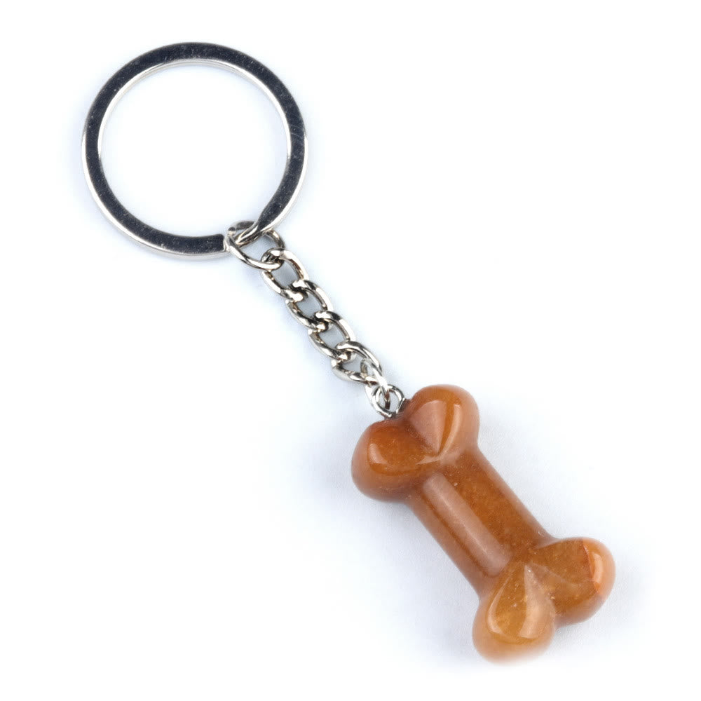 Olivenorma Vibrant Color Natural Crystal Bone Shaped Keychain - Yellow Jade - image 26