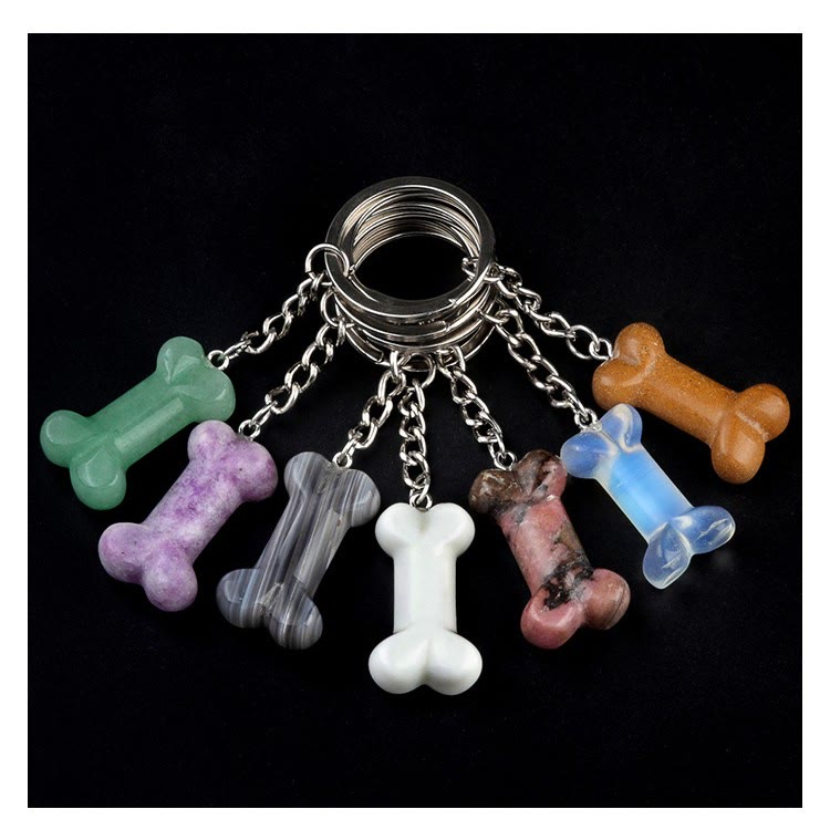 Olivenorma Vibrant Color Natural Crystal Bone Shaped Keychain - image 45