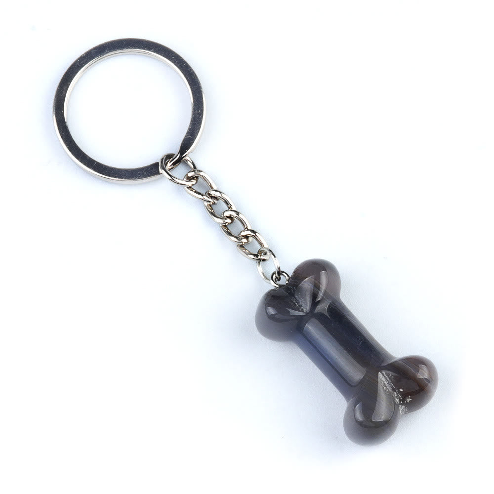 Olivenorma Vibrant Color Natural Crystal Bone Shaped Keychain - Grey Agate - image 22
