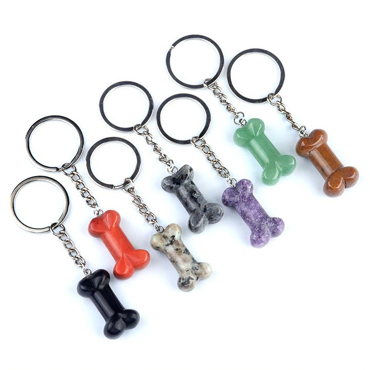 Olivenorma Vibrant Color Natural Crystal Bone Shaped Keychain - image 44