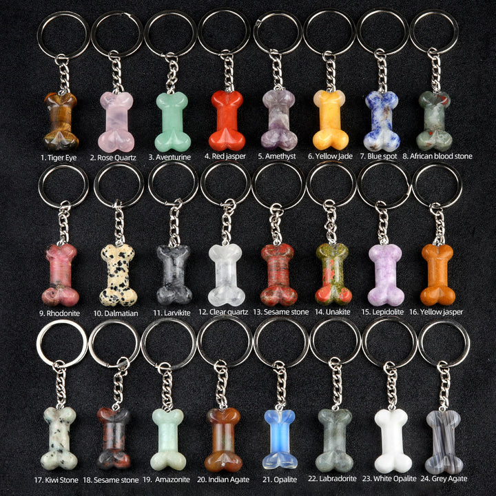 Olivenorma Vibrant Color Natural Crystal Bone Shaped Keychain - image 48