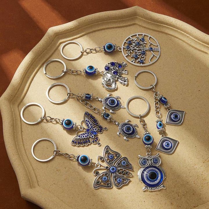 Olivenorma Creative Keychain with Blue Evil Eye & Animal/Plant Details - Tortoise - image 0