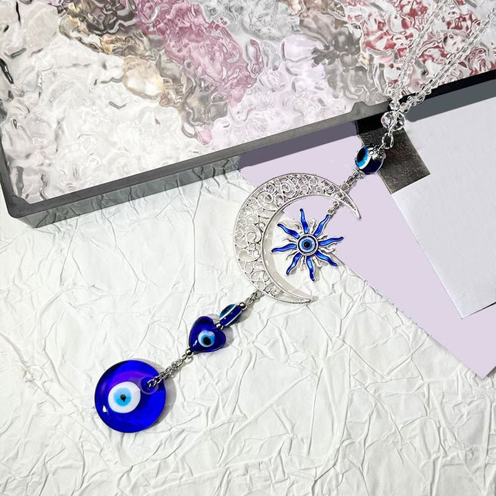 Olivenorma Celestial Themed Evil Eye Keychain with Moon, Sun & Heart - Moon & Evil Eyes - image 0