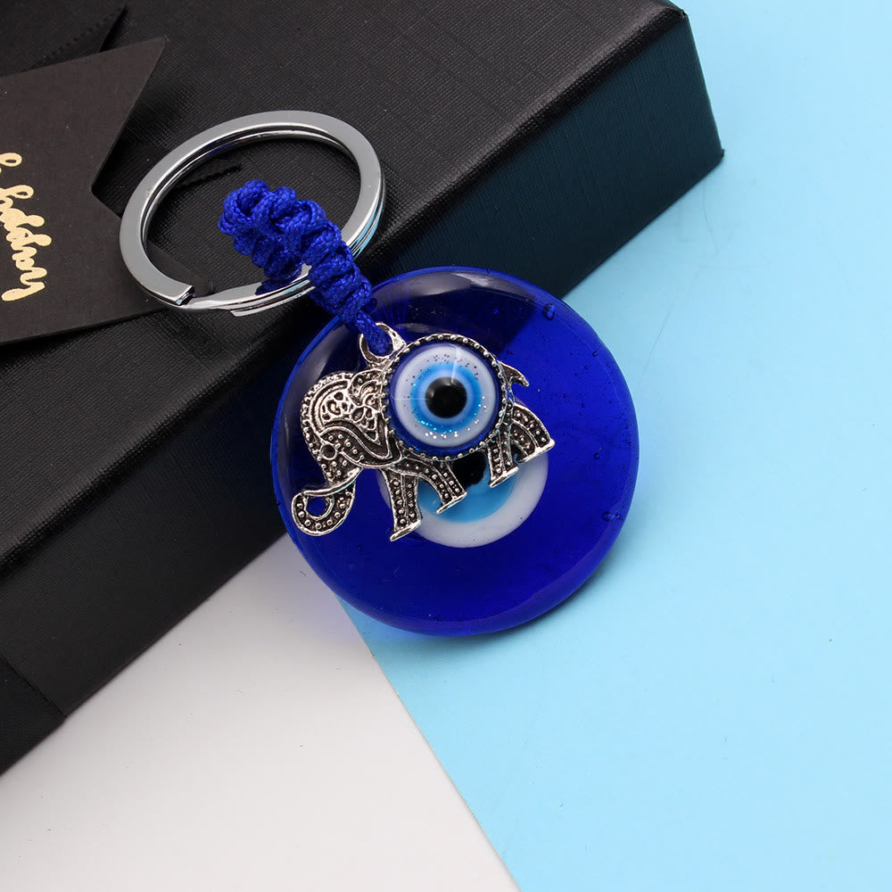 Olivenorma Blue Evil Eye Keychain with Diverse Decorative Charms - Elephant - image 3