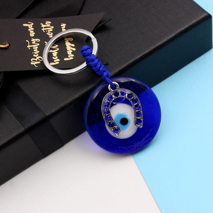 Olivenorma Blue Evil Eye Keychain with Diverse Decorative Charms - Horseshoe Shaped - image 2