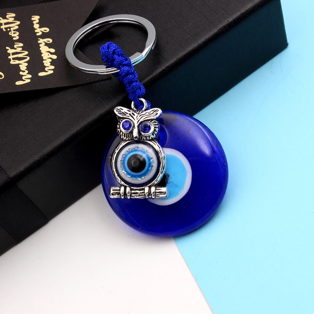 Olivenorma Blue Evil Eye Keychain with Diverse Decorative Charms - Owl - image 7