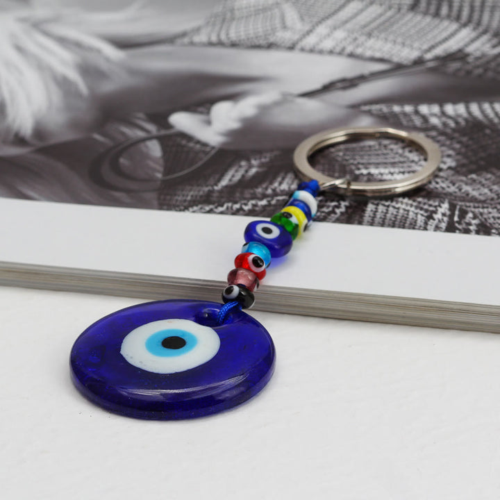 Olivenorma Vibrant Blue Heart Evil Eye Keychain with Multiple Charms - image 1