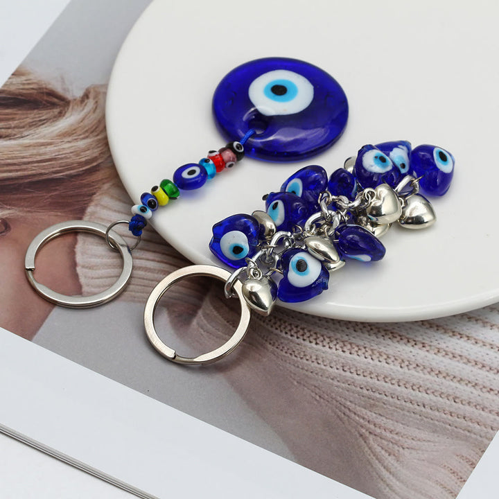 Olivenorma Vibrant Blue Heart Evil Eye Keychain with Multiple Charms - image 14
