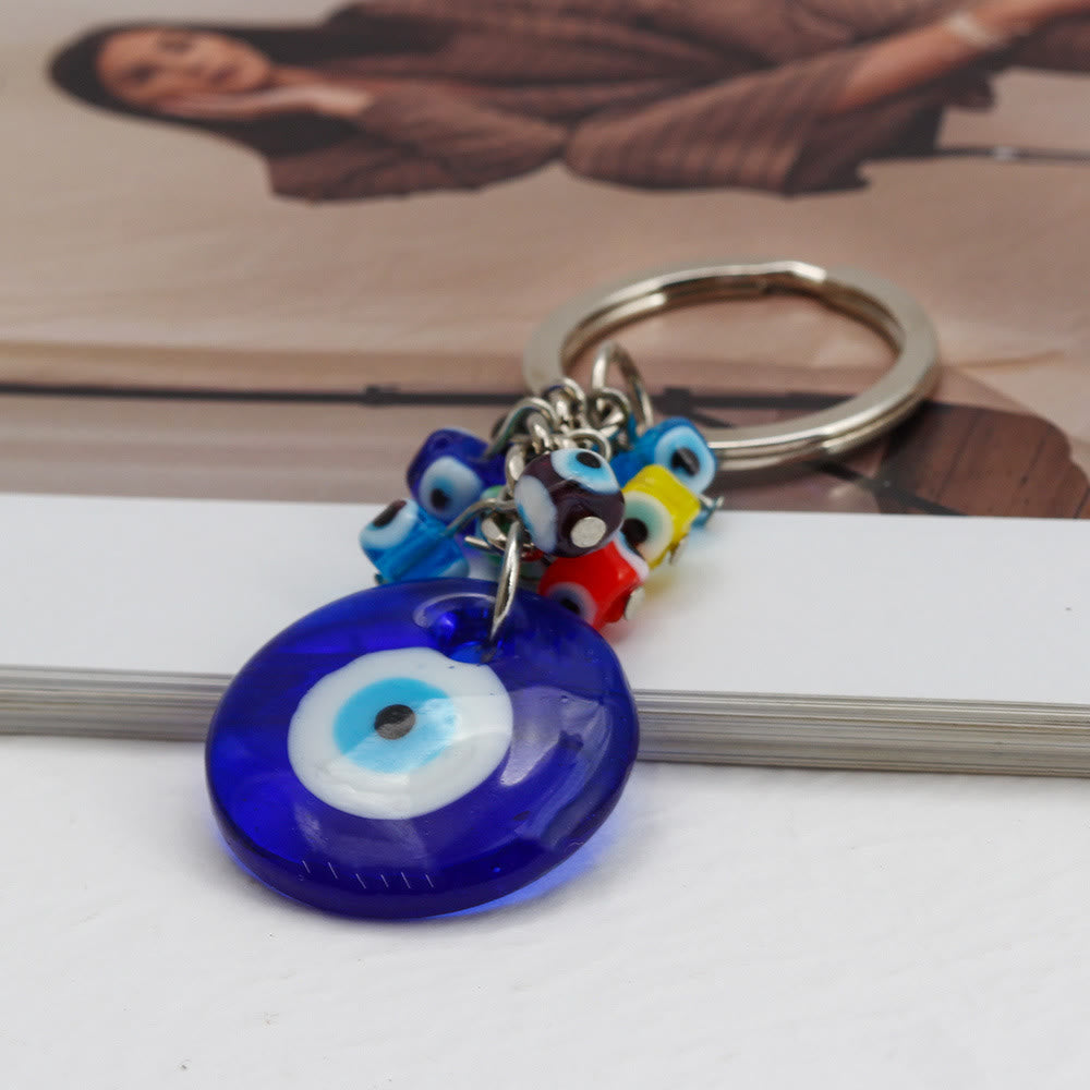 Olivenorma Vibrant Blue Heart Evil Eye Keychain with Multiple Charms - image 6