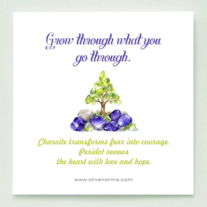 Olivenorma Tree of Harmony-Charoite & Peridot Orgone Pyramid - image 1