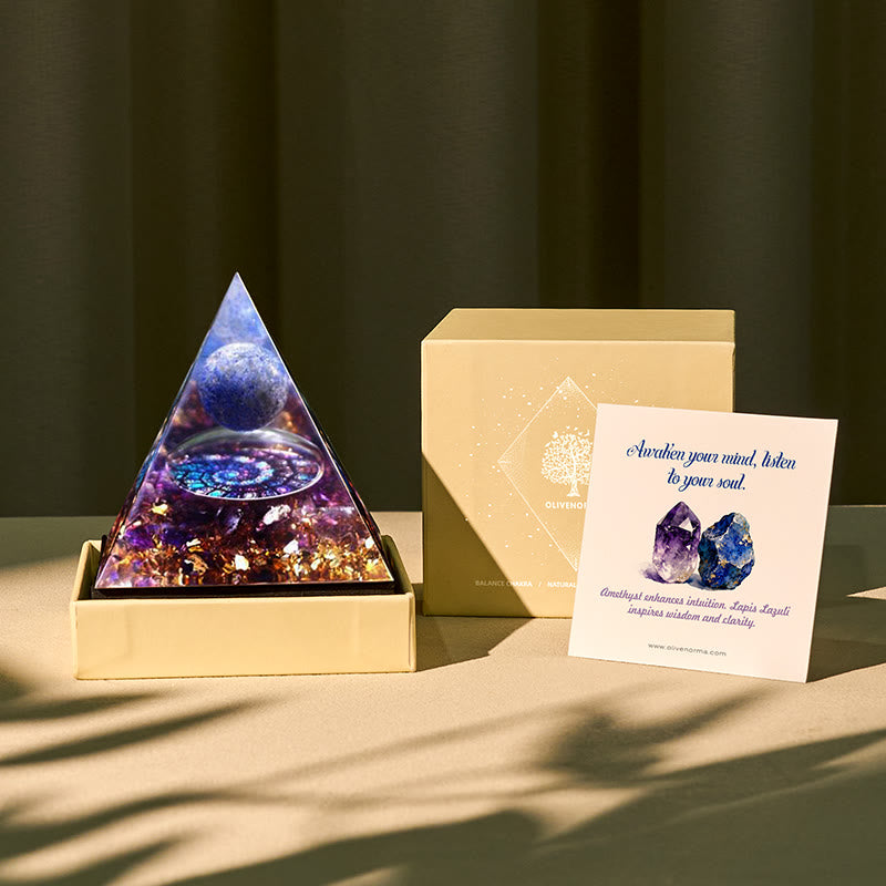 FREE Today: Celestial Gateway-Amethyst & Lapis Lazuli Sphere Orgone Pyramid - 5cm (With Card) - image 0