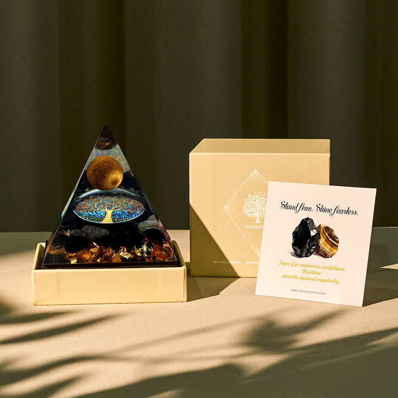 FREE Today: Guardian's Flame-Tiger Eye & Obsidian Protection Orgone Pyramid - 5*5cm (With Card) - image 0