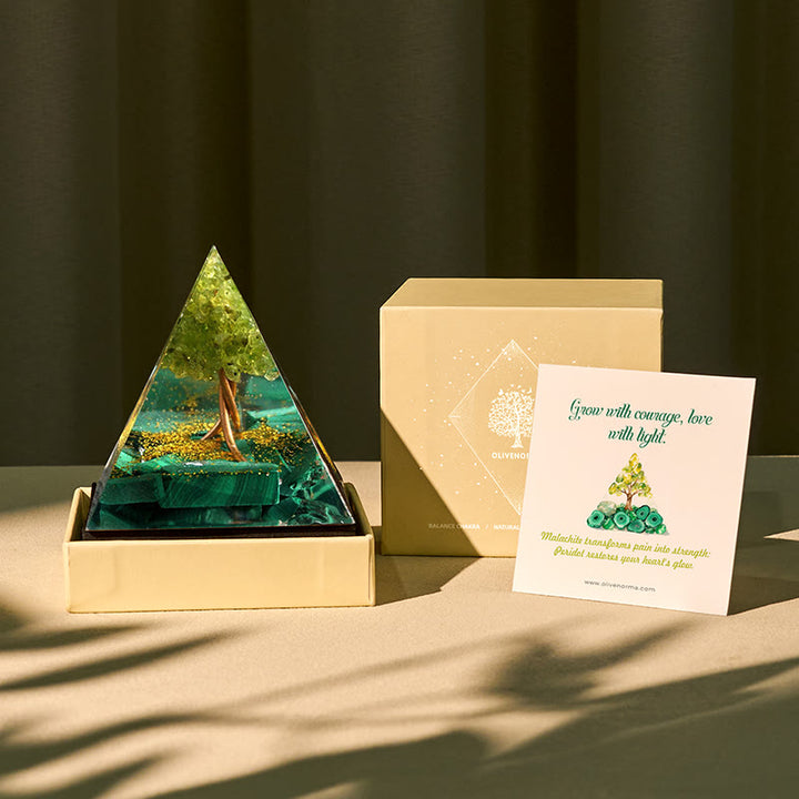 Olivenorma Sacred Heart Forest Malachite & Peridot Orgone Pyramid - 10*10cm (With Card) - YES PLEASE $8 - image 0