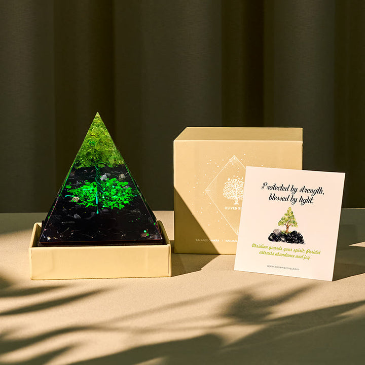 FREE Today: Guardian's Prosperity Obsidian & Peridot Orgone Pyramid - 5cm*5cm (With Card) - image 0