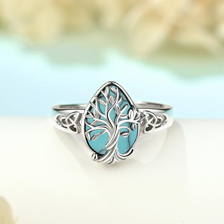 FREE Today: Teardrop Turquoise Tree of Life Ring - US 10 - image 0