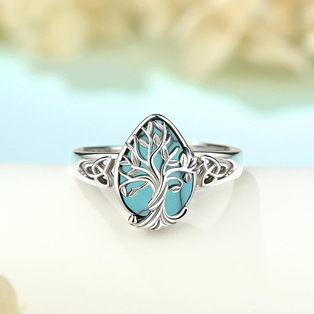 FREE Today: Teardrop Turquoise Tree of Life Ring - US 10 - image 0